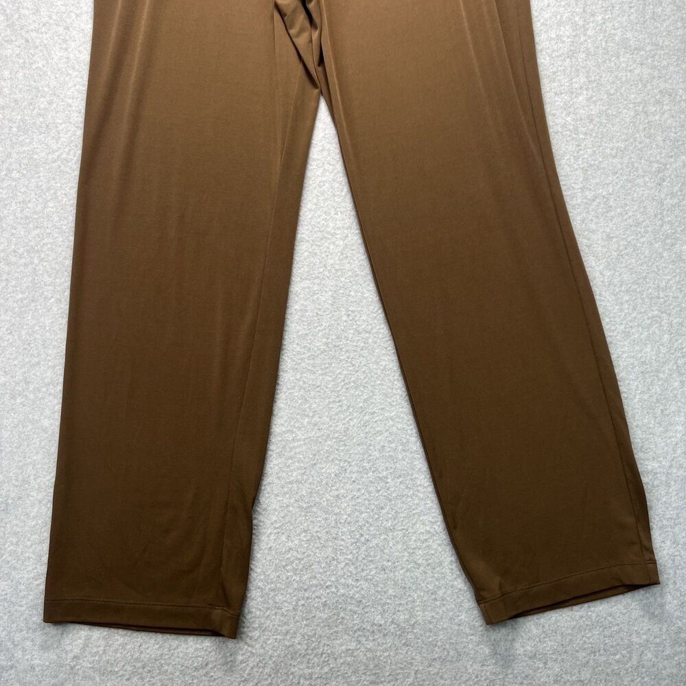 Susan Graver Essentials Liquid Knit Pants Large Brown Pull On Straight Leg - Picture 2 of 11